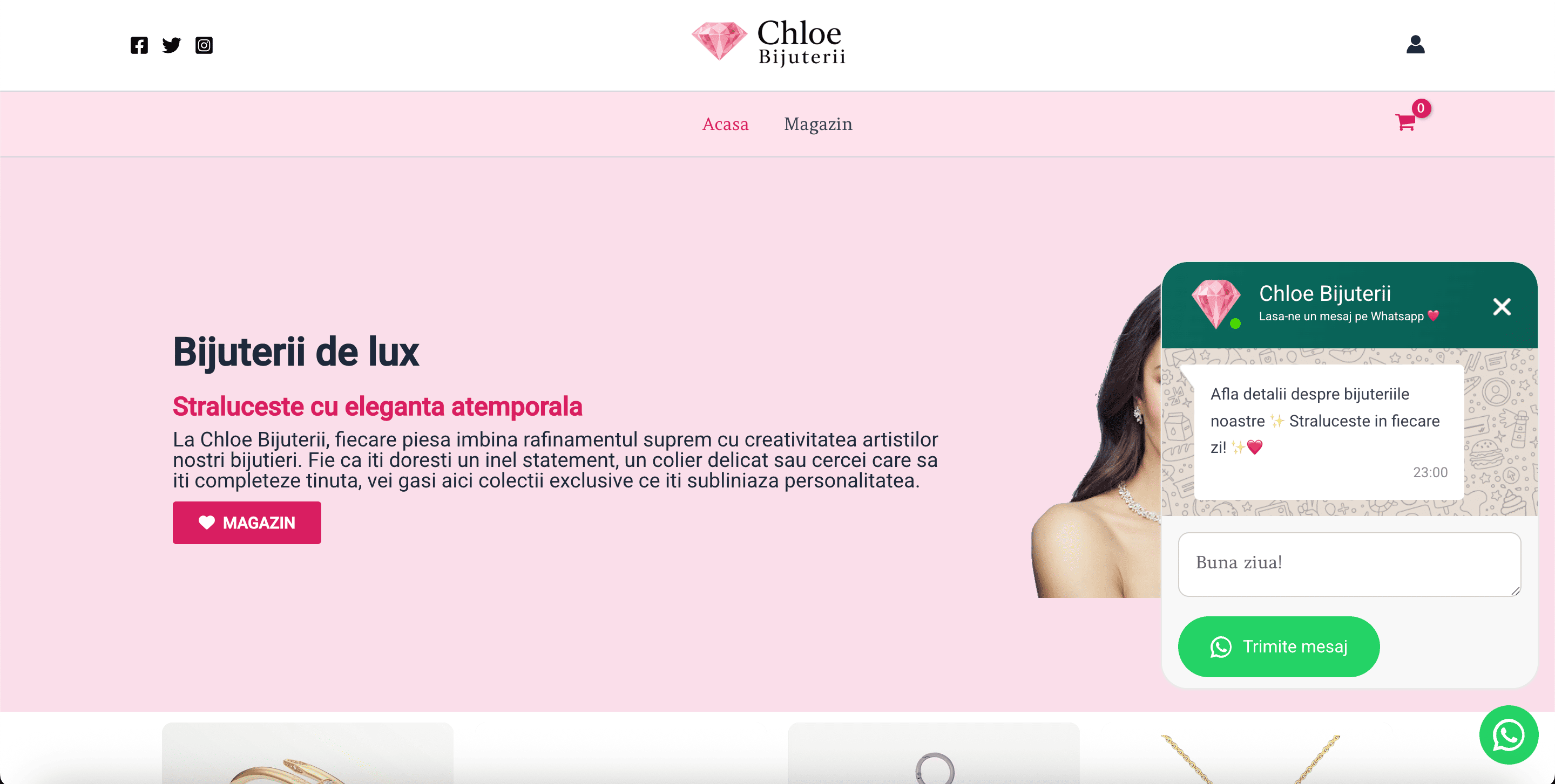 Chloe Bijuterii eCommerce website preview - jewelry online store